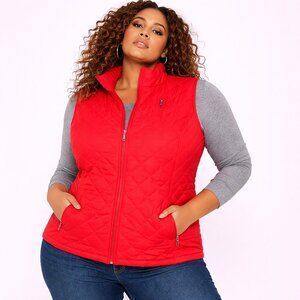 Iactive Red Quilted Zip Front Puffer Vest Women’s Plus Size 2X Outdoor Layer